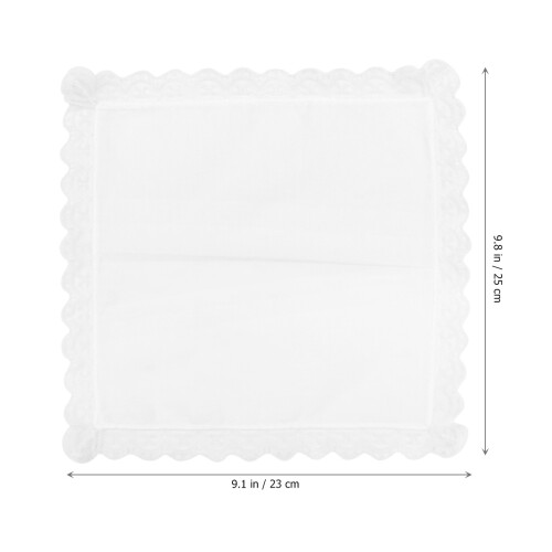 4Pcs Cotton Handkerchief With White Lace Edge 2