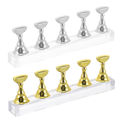 2 Sets False Nail Stand Practice Rack Art Supplies 2