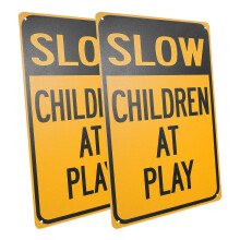 2 Pcs Street Caution Sign Neighborhood Slow Down Safety Signs Child