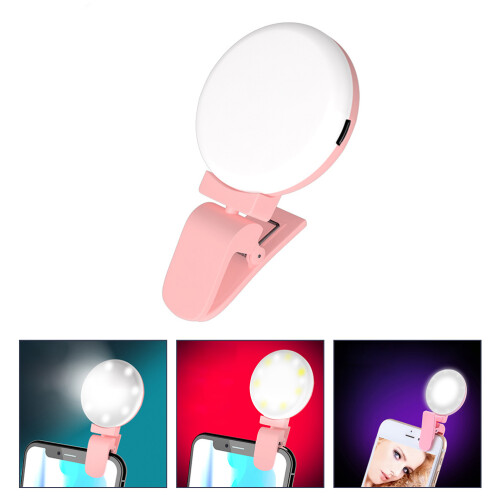 Mini Ring Light For Phone Pink Abs Photography Lighting 1set 2