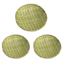 3Pcs Bamboo Woven Round Basket For Home Food And Dessert Serving