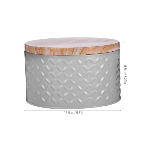 Round Metal Cookie Container With Airtight Lid Grey 1