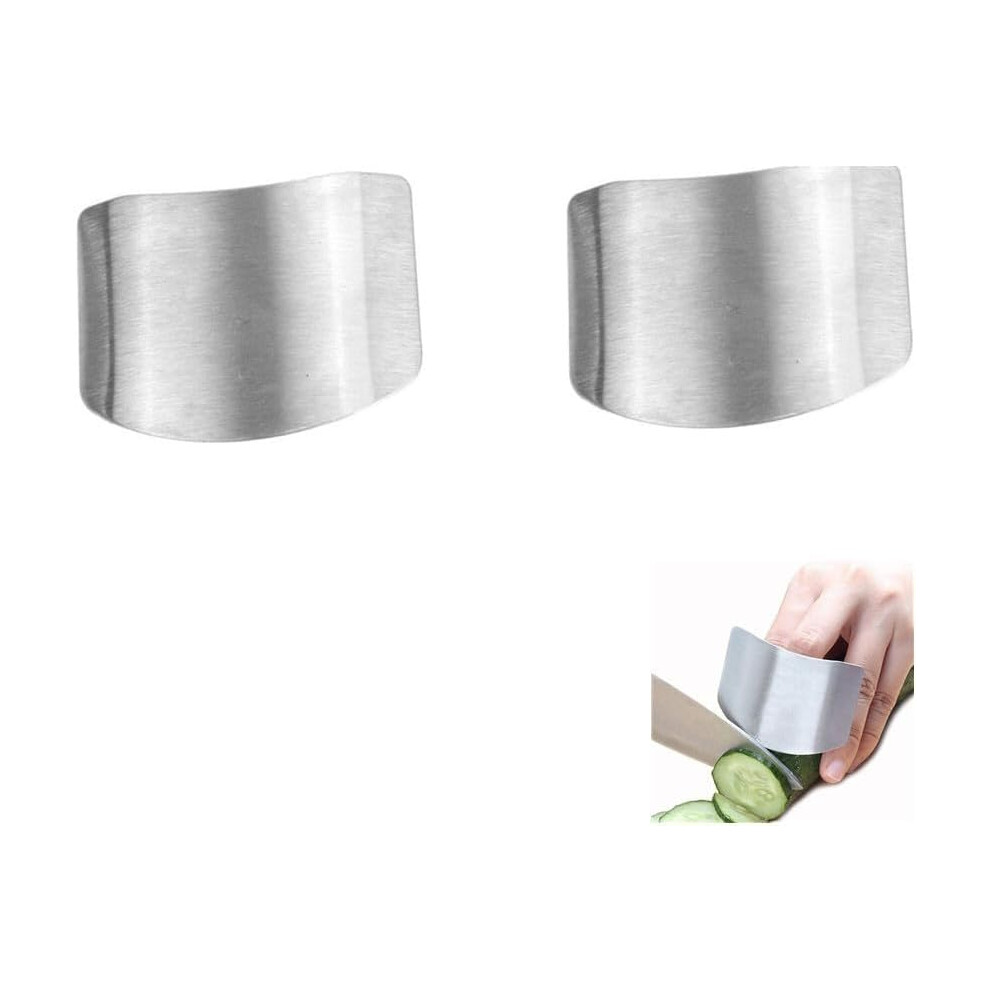 Silver Finger Guards 2-Piece For Cutting, Kitchen Tool Finger Protector For Dicing And Slicing, Chopping Protector