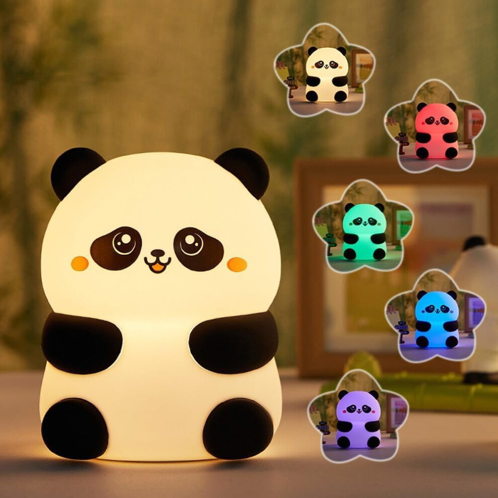 Cute Panda Night For Kids Rechargeable Colorful Touch Lamp Dimmable Silicone Nursery Night Light