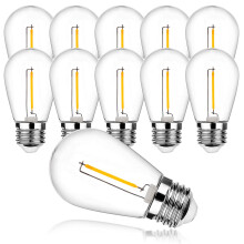 E27 S14 LED Filament Light Bulbs 1W Vintage Edison Warm White Plastic Outdoor String Lights Replacement Pack of 10