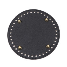 accessoires tricotage cuir PU 14 cm fond rond pochette noir