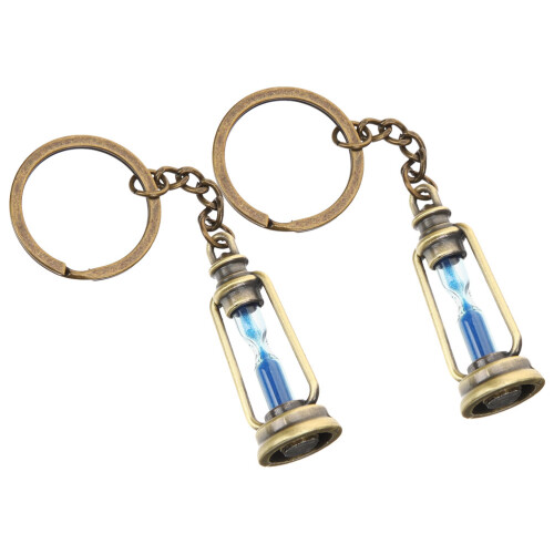 2pcs Car Keychains Hourglass Sand Timer Key Rings 2