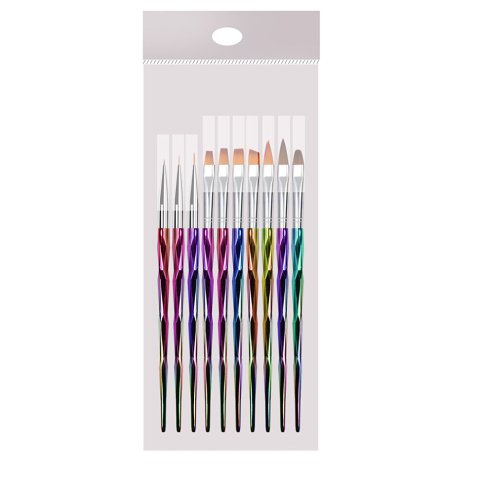 Supvox 10Pcs Rhombus Rod Nail Brush Pens For Manicure And Nail Art