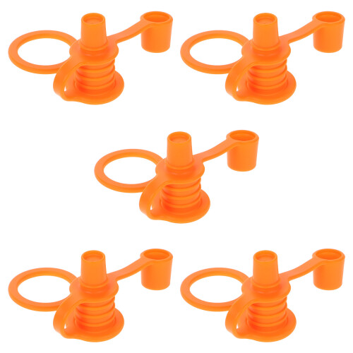 Water Bottle Spout Lid Silicone Adapter Orange 5 Pcs