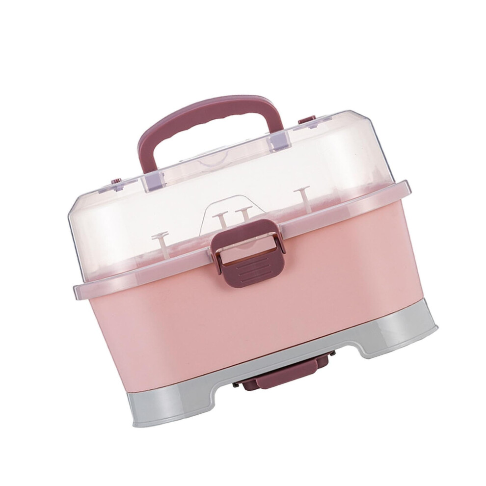 Bpa-Free Baby Bottle Drying Rack Detachable Carry Box, Pp Material, Large Capacity, Color Pink