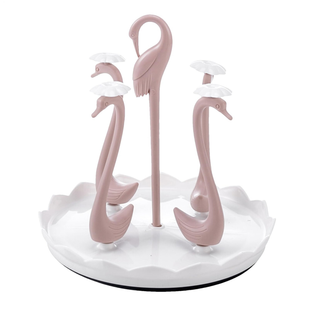 Bottle Dryer Rack Counter Cup Organizer Four Cups Table Counter Stand For Baby Feeding And Travel Light/Pink