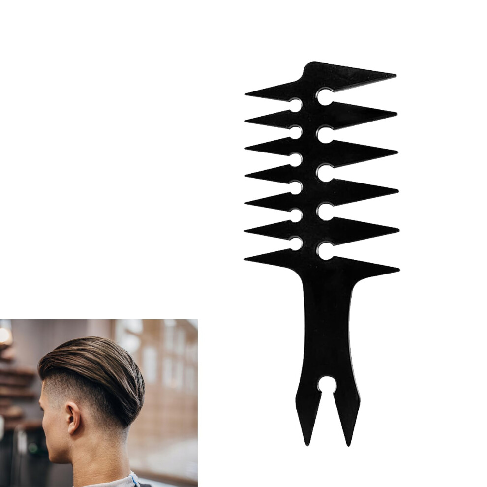 Unisex Black Texture Comb Fantail Handle Wide-Tooth Two-Sided Barber Comb For Men Styling Wet Curly Hair 200Mm X 80Mm