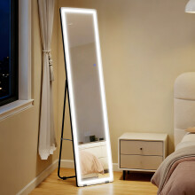 HOMCOM LED Lighted Full Length Mirror, Floor Standing or Wall Mount Bedroom