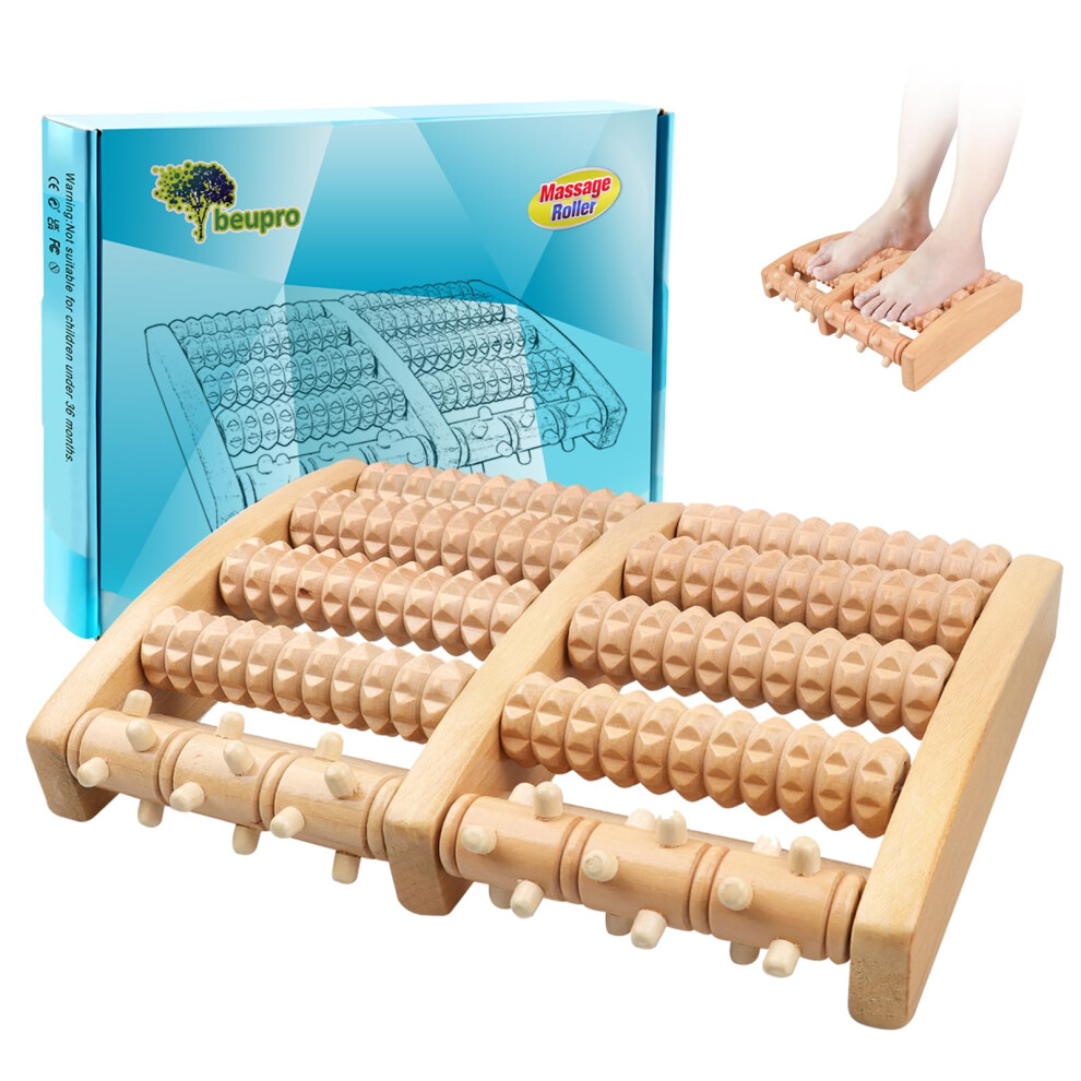 Foot Massager for Plantar Fasciitis, Wooden Massage Roller, Pain Relief and Circulation, Foot Pain Relief Tool
