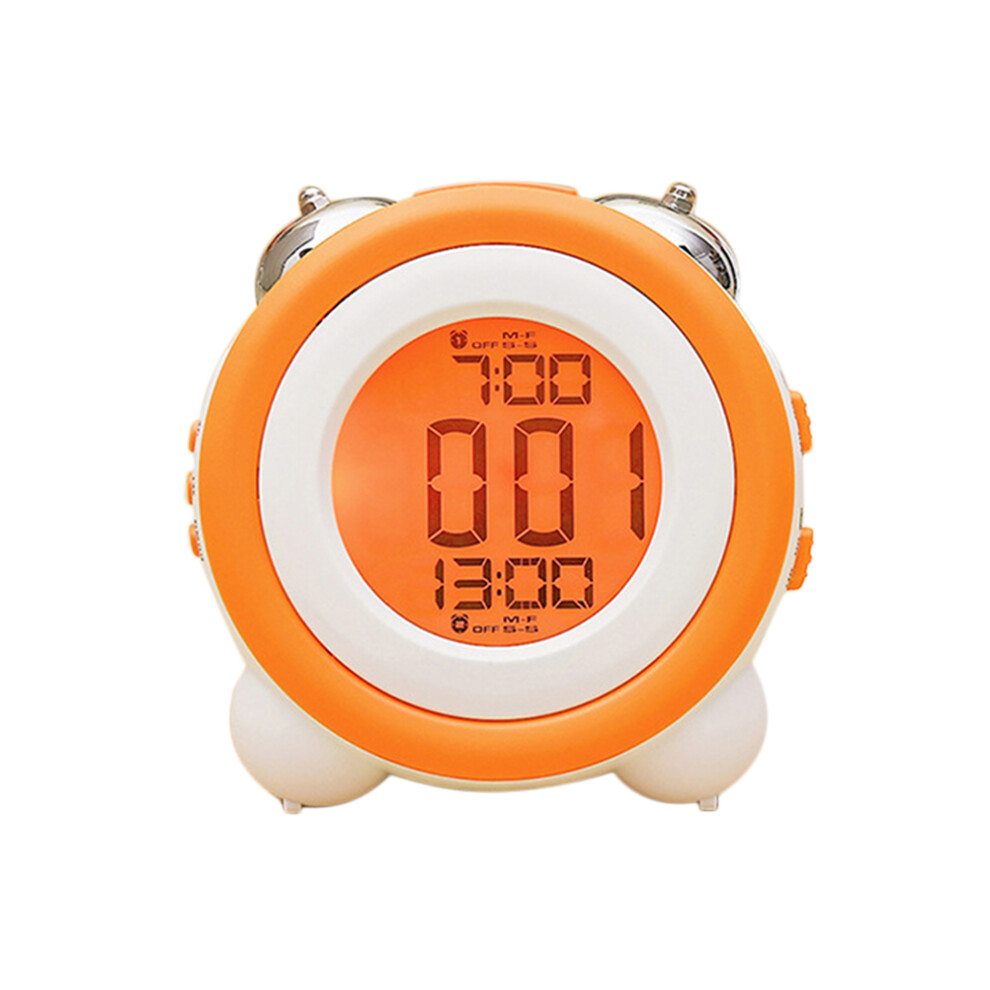 Electronic Clock Child Kids Desktop Alarm Stay In Bed Orange/Light Solustre
