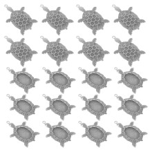 20St Retro Zeeschildpad Basis Voor Sieraad in Zilverkleur