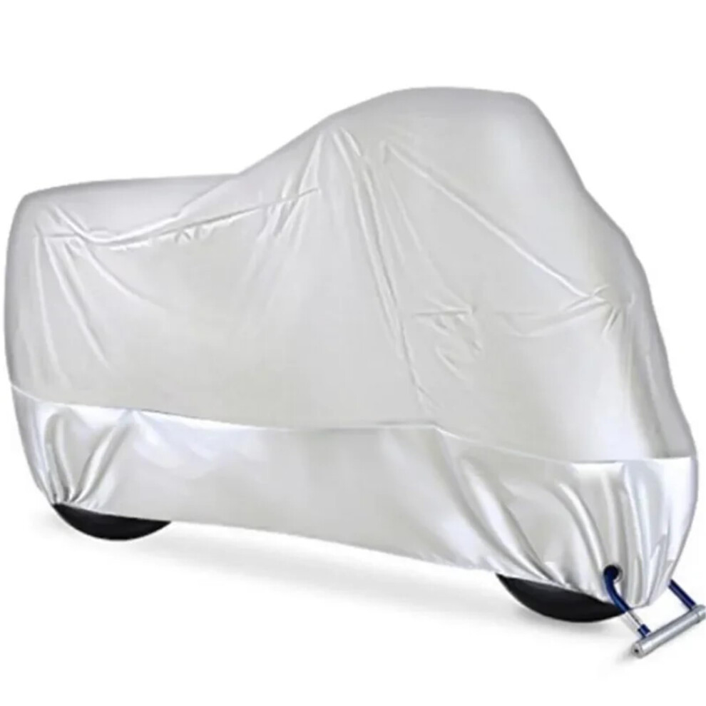 Motorcycle Cover Thickened Oxford Cloth Outdoor Uv Sun Protection Dustproof Rainproof Full Coverage Silver 9393856508839