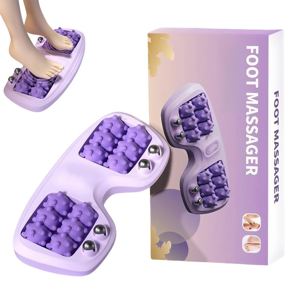 Purple Portable Dual Foot Massage Roller Acupressure Tool For Home Office Travel