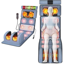 Full Body Massage Mat With Heat And 10 Vibrating Motors For Neck, Back, Shoulders, Lumbar, Calf - Home Use