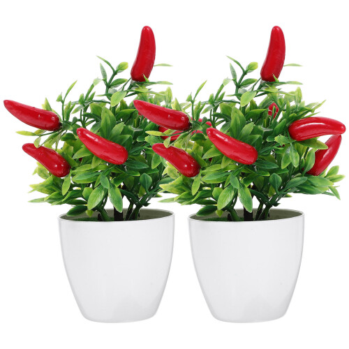 2 Unidades Árvore Artificial De Pimenta Bonsai Decoração 1