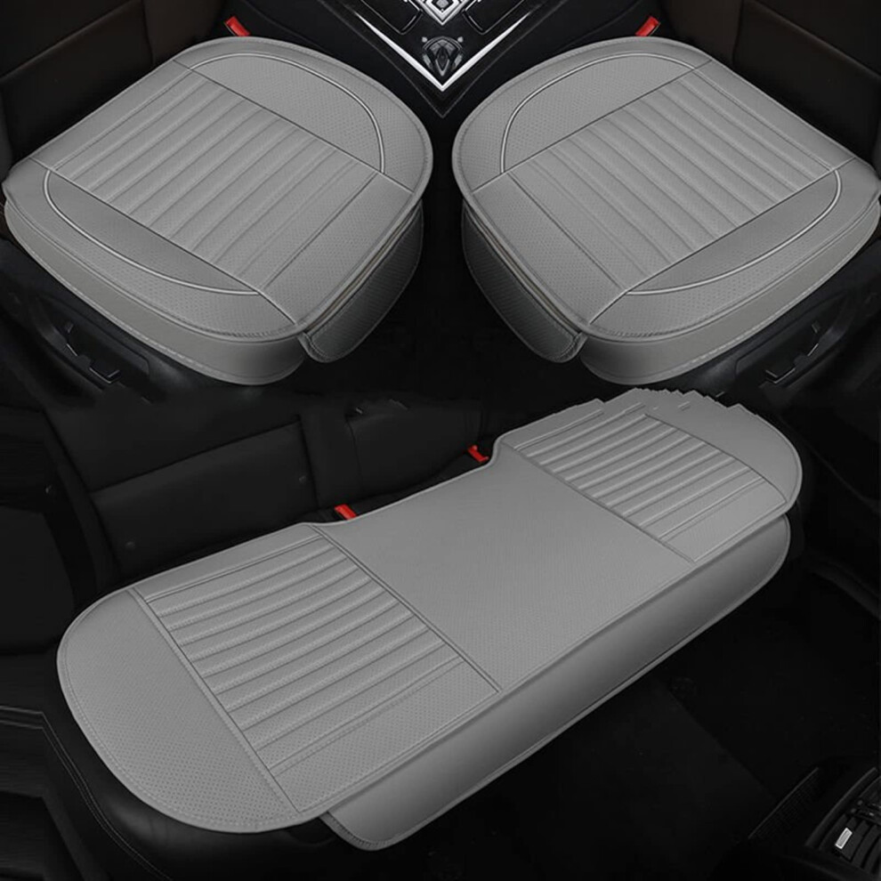 Car Seat Cushion Pu Leather Breathable All-Season Car Seat Cover Universal Fit Auto Interior Gray 9084446534092