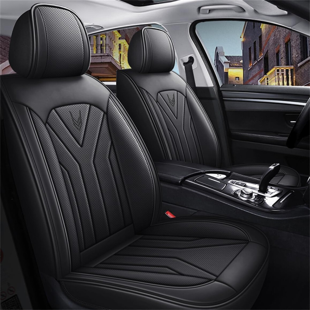 Car Seat Covers Leather Front Seat For Dacia Duster, Sandero, Logan; Dodge Challenger, Nitro, Ram Rampage Neon Black 9393856509690