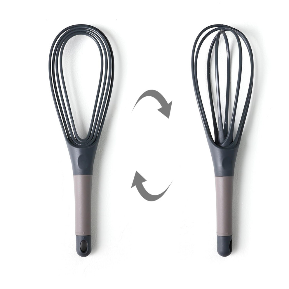 Twist Whisk 2-In-1 Flat And Balloon Egg Whisk Non-Stick Non-Scratch For Beating Eggs And Butter 11.4x8 Inch Grey-image-OPC-PMCFMDK-NEW