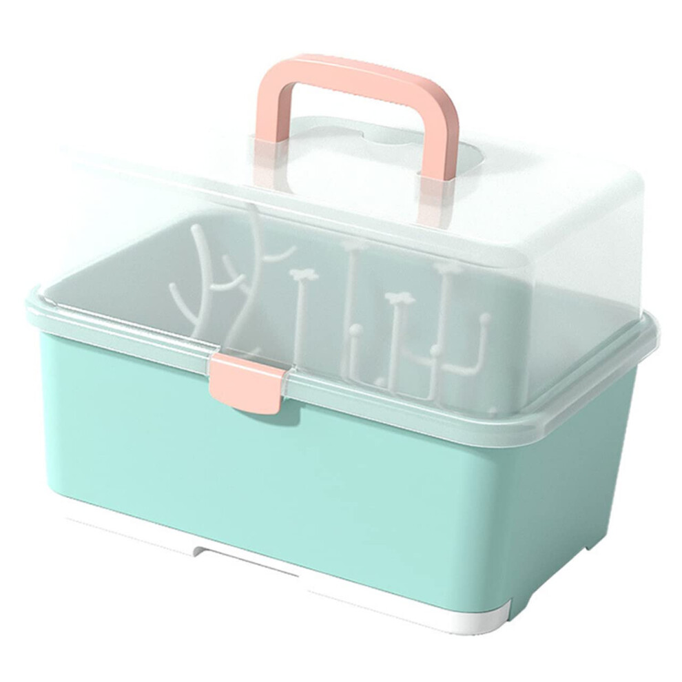 Nursing Bottle Storage Box With Draining Tray And Lid Feeding Bottle Organizer Space Saving For Bottles And Accessories