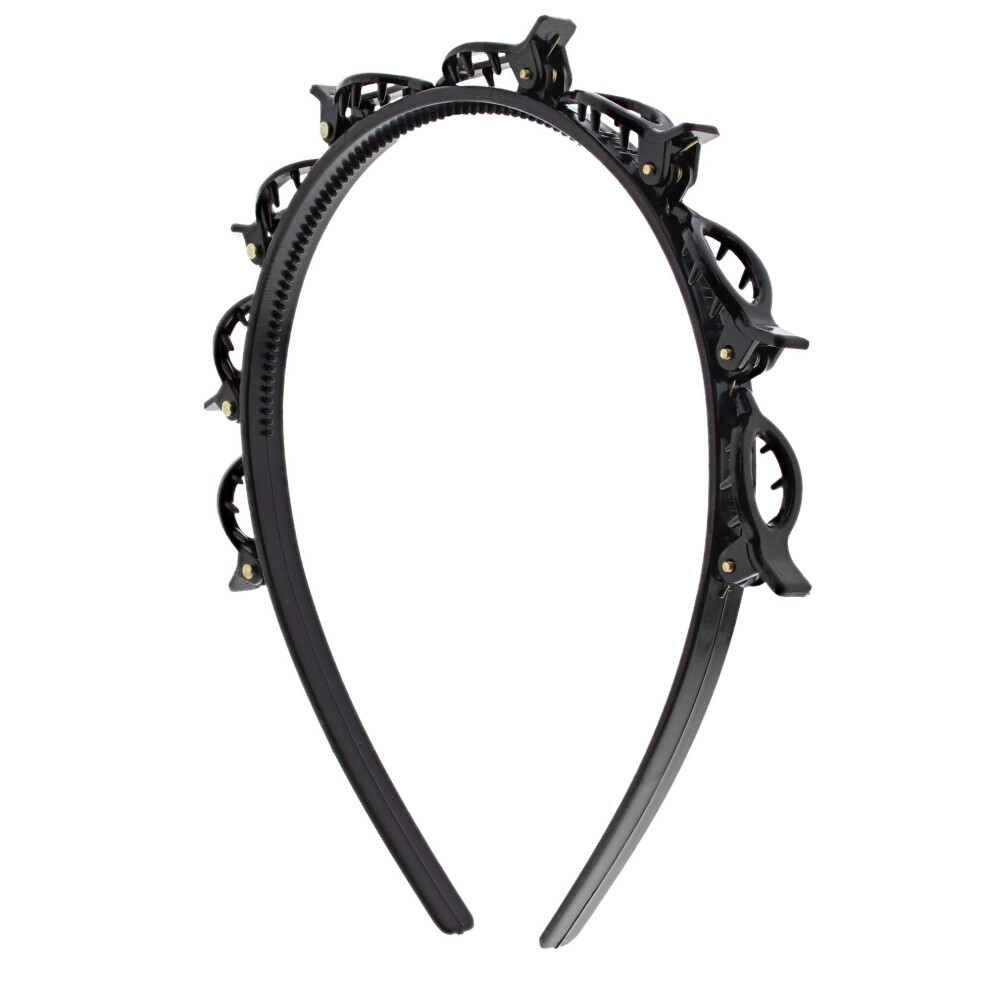 Diy Bang Black Hairband Clip Hairpin Hairdisk Double Layer Twist Plait Headband Hair Tools With 8 Small Alligator Clips 9354506445713