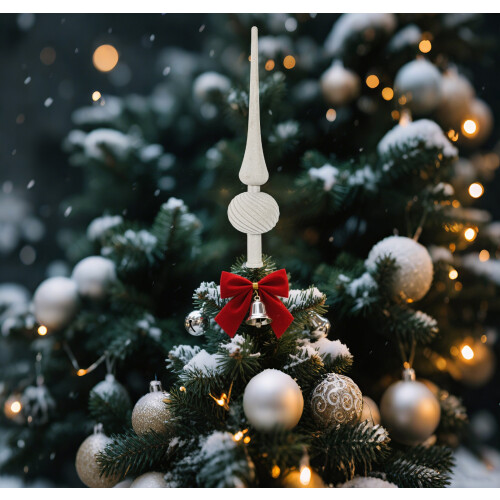 Flocking Plastic Christmas Tree Toppers Star Long Pointed-White 1