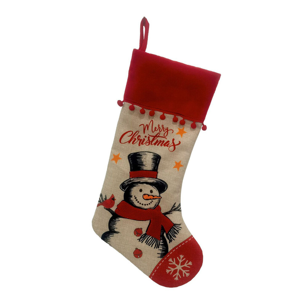 Classical Christmas Themed Linen Stocking Santa-Snowman 1PCS
