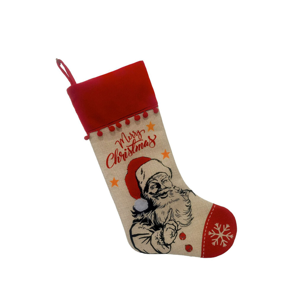 Efficient Christmas Linen Stocking Santa And Snowman-Elder 1PCS