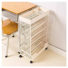 6-Tier Metal Storage Cart With Wheels Movable Utility Organizer For Office Dorm Classroom Double Beige