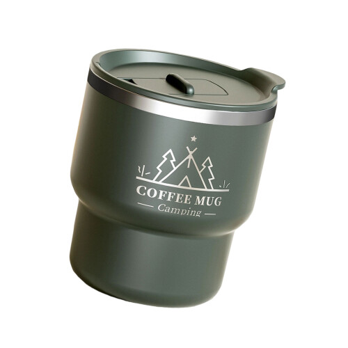 Double Walled Thermal Coffee Cup Leak Proof Lid-Dark Green