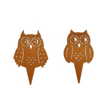 Garden Decorative Stakes Outdoor Garden-Two rusty owls