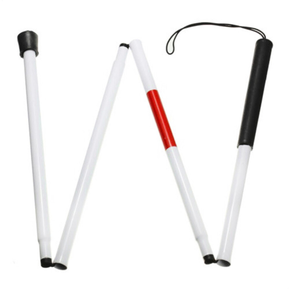 Portable Walking Stick Folding 4-Section Blind-Assist Stick Reflective Visibility Compact Travel For Low Vision