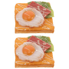 6 Stuks Valse Brood Pu Kunstmatige Ei Toast Model Voor Decoratie