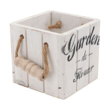 Indoor Holzblumentopf Vintage 9,8x9,8 Cm Weiß