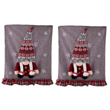 2Pcs Christmas Festives 3D Gnomes Doll Chair Slipcovers-grey