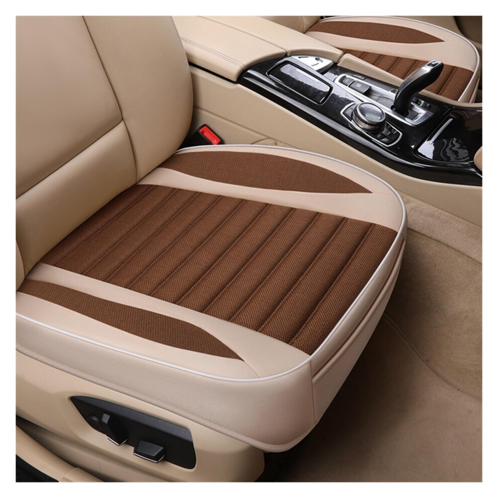 Car Seat Cover Universal Front And Rear Seat Protector Breathable Linen Flax Four Seasons Brown 9016109552181
