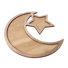 1St Holz EID Abendessen Teller Kleiner Bairam Stern Mond Dessertplatte