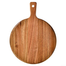 Wooden Pizza Plate, Round Wooden Pizza Board With Handle, Cheese Platter And Appetizer Serving Tray
