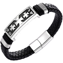 Edelstahl Schnalle Geflochtenes Lederarmband Für Männer