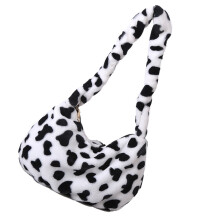 1 Plüsch Schultertasche Kuhmuster Handtasche Für Frauen