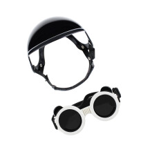 Mode motorrijden veiligheidsbril helm voor honden-zwart wit