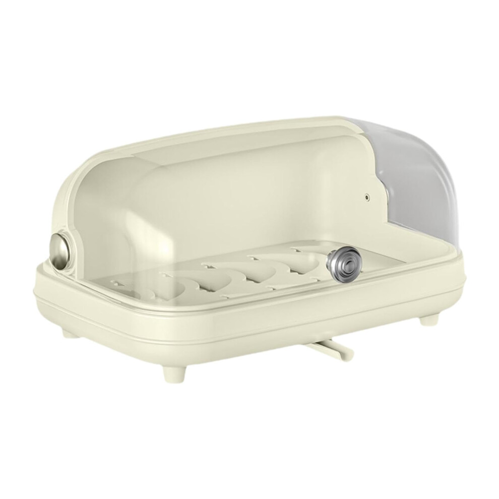Nursing Bottle Drying Rack With Transparent Lid Dish Drainer And Cup Storage Box For Chopsticks And Dishes Beige