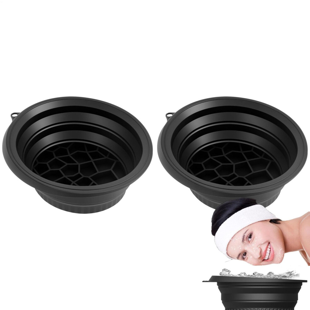Silicone Bowl for Face Ice Bath 2-Piece Foldable Washbasin Set Compact Cold Plunge Bowl Skin Tightening and Acne Relief