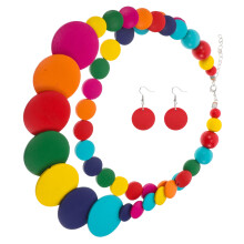 1 set kleurrijke kralenketting en oorbellen, boheemse stijl