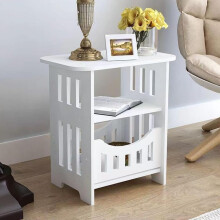 3 Tier Side Table White 32x22x40 Cm Small Bedside Nightstand Storage Shelf Easy Assembly Hallway Bedroom Living Room