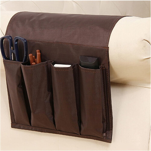 4 Pockets Storage Bag Sofa Armrest Organizer Tray Table Mat Remote Control Holder Model 335 Black 1